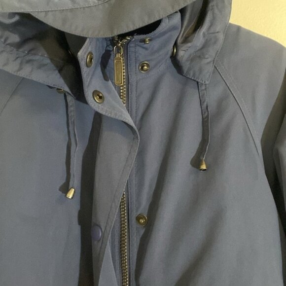 L.L. Bean Full Length Blue Purple Trench Coat Rain Jacket Women’s Small - Picture 8 of 11
